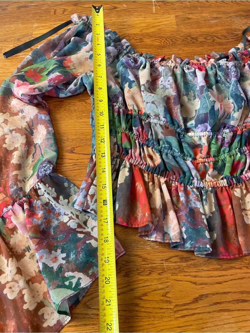 Anthropologie Hutch Multicolor Floral Smocked Peplum Blouse - Picture 7 of 8